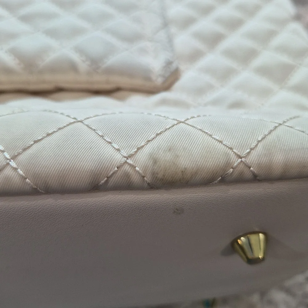 Lovevook Lap Top Bag,Women Quilted Tote Bag Ivory, 15.6